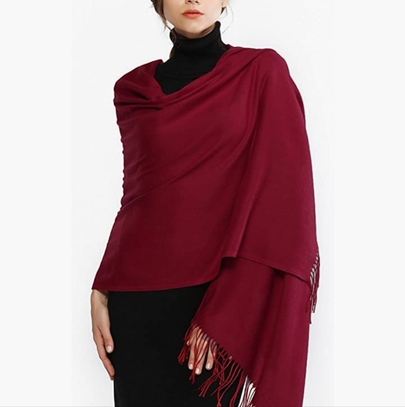 Burgendy Wine Red Pashmina Shawl Scarf Wrap *Nwt* - Picture 8 of 9